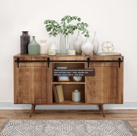 System drzwi przesuwnych dwuskrzydłowych MINI BARN DOOR wzór strzała szyna 1,25 m