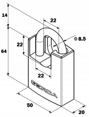 Kłódka pałąkowa 50 żeliwna z chronionym pałąkiem