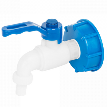 IBC nakrętka niebieska S60x6 z kranem -1/2" x 1/2"