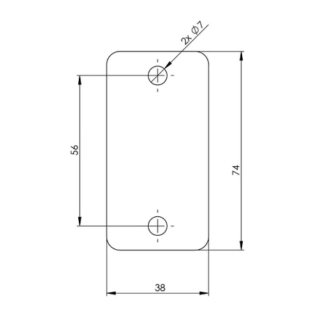 Zawias regulowany M12 dwustronnie przykręcany podstawa 74x38 mm