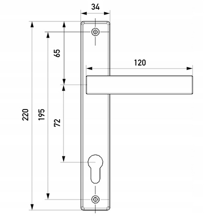 Klamko - klamka ekonomiczna z szyldem 72 mm czarna