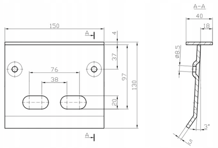 Opór bramy 150x130 mm czarny