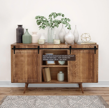 System drzwi przesuwnych dwuskrzydłowych MINI BARN DOOR wzór strzała szyna 1,25 m