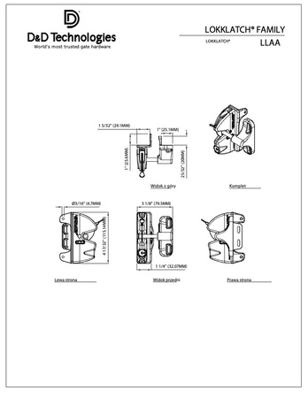 Zamek do furtki jednostronny z zaczepem metalowym na kluczyk 10-32 mm