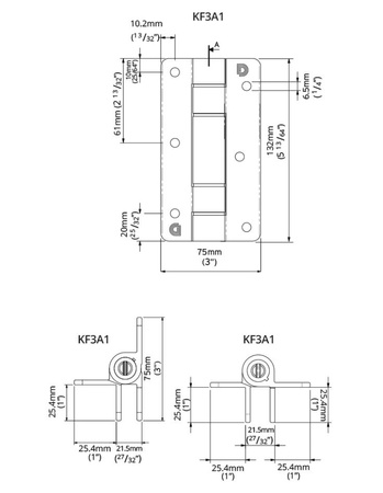 Zawias samozamykający aluminiowe 21,5 mm/20 kg do furtek ścienno słupkowy KF3A1BL- 2 szt