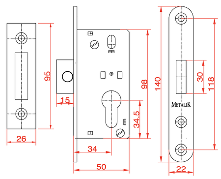 Zamek zasuwkowy Metalik