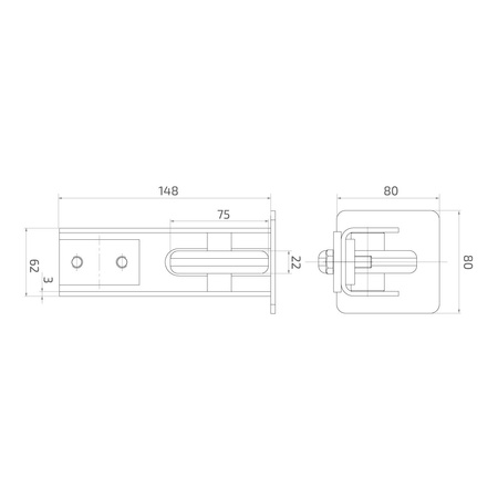 Rolka najazdowa z zaślepką do profilu 80x80 mm