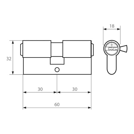 Wkładka bębenkowa PSG 30/30 - nikiel satyna