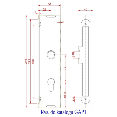 Kaseta 60x40 mm bez zamka