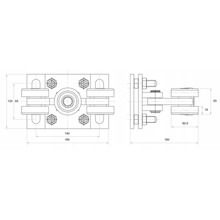 Wózek wahliwy z regulacją 5-rolkowy do profilu 70x70x4 mm