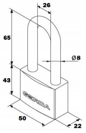 Kłódka pałąkowa 50 żeliwna z wydłużonym pałąkiem