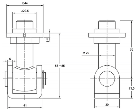 Zawias regulowany do wspawania M20