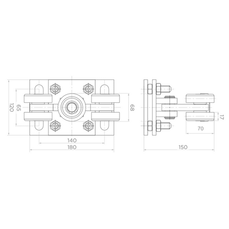Wózek wahliwy z regulacją 5-rolkowy do profilu 80x80x4 mm