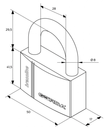 Kłódka pałąkowa 50 mosiężna