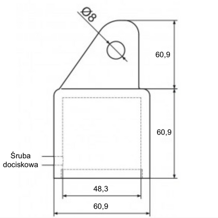Nasadka słupka podporowego Fi48 mm antracytowa ze śrubą dociskową