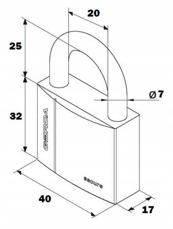 Kłódka pałąkowa wzmocniona 40 niklowana
