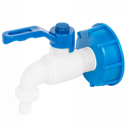 IBC nakrętka niebieska S60x6 z kranem -1/2" x 1/2" 