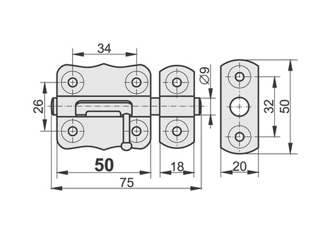 Zasuwka uniwersalna 50 mm