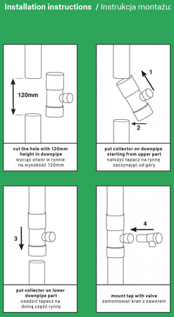 Zbieracz wody deszczowej z zaworem 90 mm szary