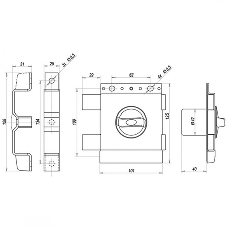 Zamek drzwiowy Gerda TYTAN ZX lewy czarny