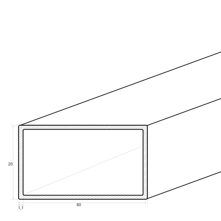 Profil ocynkowany 80x20x1,2 mm 6m