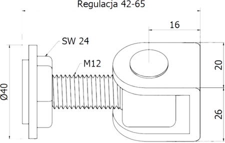 Zawias regulowany do wspawania M12