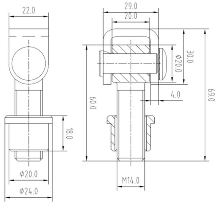 Zawias do wspawania M14