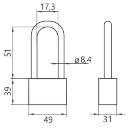 Kłódka wodoodporna z wydłużonym pałąkiem MODUS AQUA 45