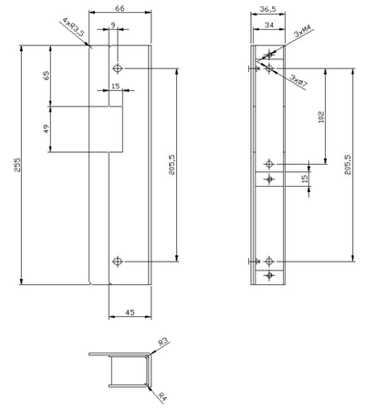 Kaseta elektrozaczepu z szyldem wykręcanym ocynkowana