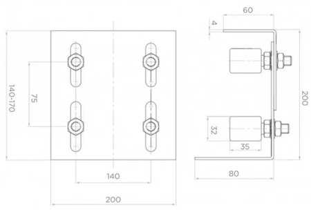 Prowadzenie górne bramy do przykręcenia 4 rolki