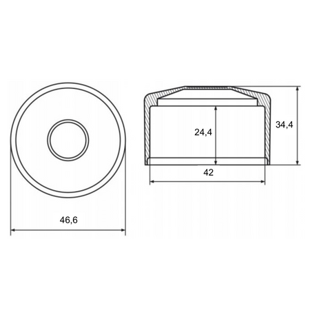 Nasadka na rurę Fi42 mm czarna