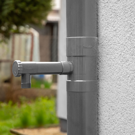 Zbieracz wody deszczowej z zaworem 90 mm szary