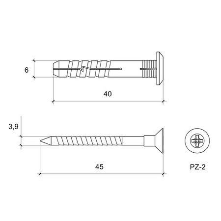 Kołki szybkiego montażu z kołnierzem 6x40 mm 200 szt