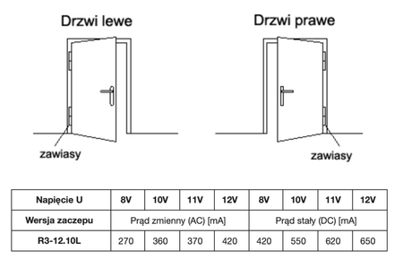 Elektrozaczep R3 12V lewy