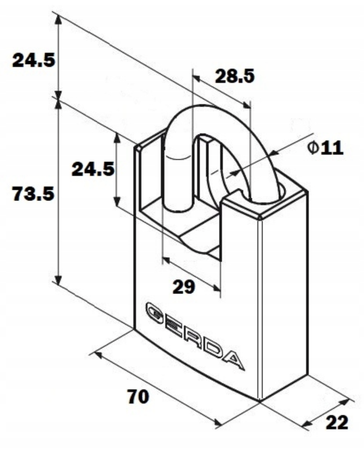 Kłódka pałąkowa 70 żeliwna z chronionym pałąkiem