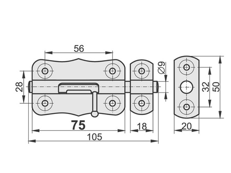 Zasuwka uniwersalna 75 mm