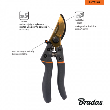 Sekator z ostrzem mijającym ze stali SK5