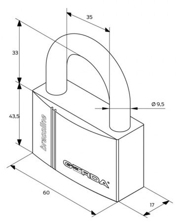 Kłódka pałąkowa 60 mosiężna