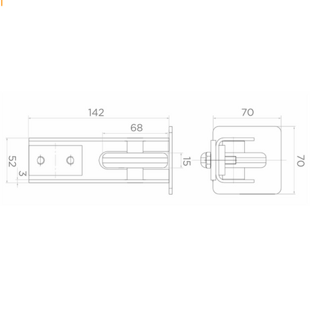 Rolka najazdowa z zaślepką do profilu 70x70 mm