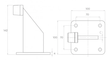 Odbojnik bramy lub furtki z podstawą 100x100 mm ocynkowany