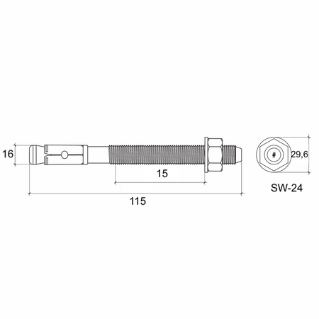 Kotwa mechaniczna ocynkowana 16x115 mm