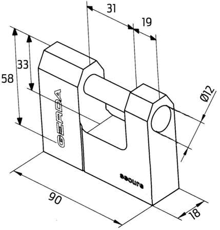 Kłódka trzpieniowa 90 żeliwna