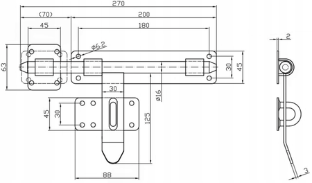 Zasuwa 270 mm wąska ocynkowana