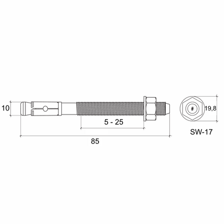 Kotwa mechaniczna ocynkowana 10x85 mm