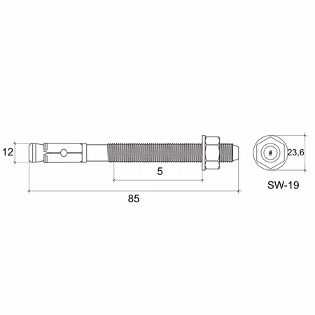 Kotwa mechaniczna ocynkowana 12x85 mm