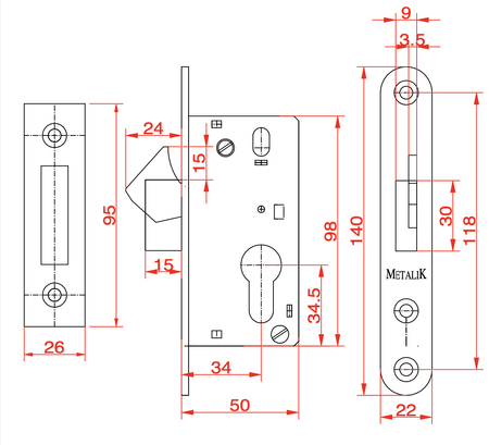 Zamek hakowy Metalik