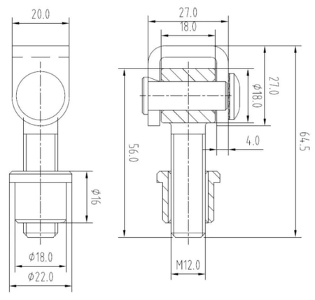 Zawias do wspawania M12