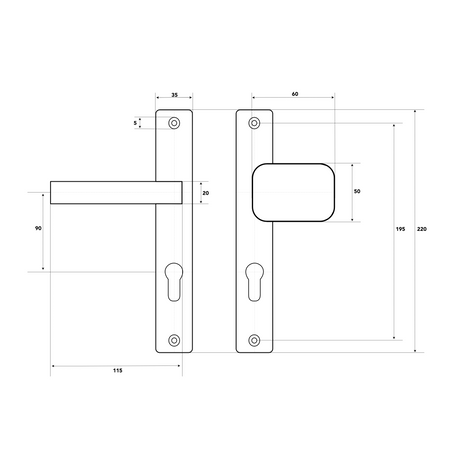 Klamko - pochwyt z szyldem 90 czarny