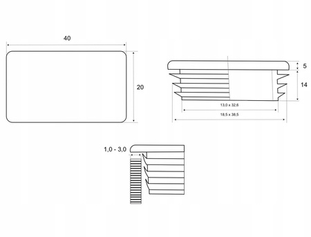 Zaślepka na profil 40x20 mm czarna