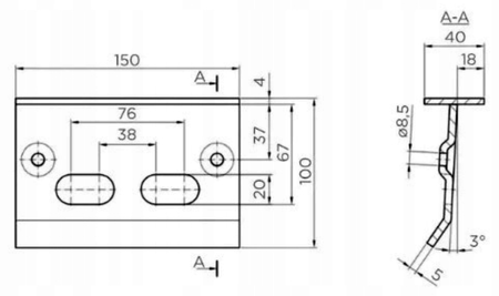 Opór bramy 150x100 mm czarny
